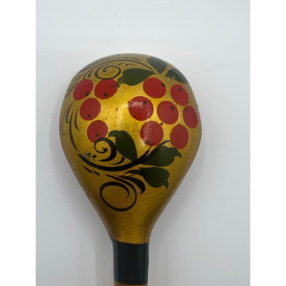 Russian Khokhlma Folk Art Collection Handmade‎ Wooden Spoons And Plate Floral - Picture 6 of 8